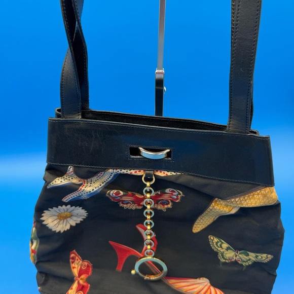 Salvatore Ferragamo Black and Multicolor Butterfly Shoulder Bag - Picture 3 of 7